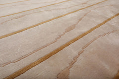 6x9 Beige, Tan, Pale Gold Color Hand Knotted All-Over 100% Wool Modern Oriental Rug