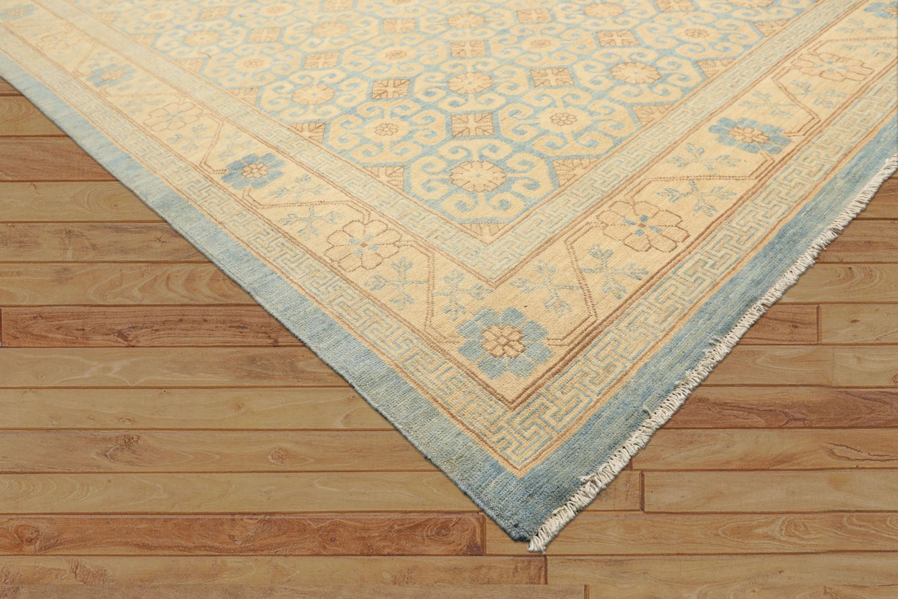 8x11 Beige, Aqua, Bown Color Hand Knotted Chobi Peshawar Wool Transitional Oriental Rug