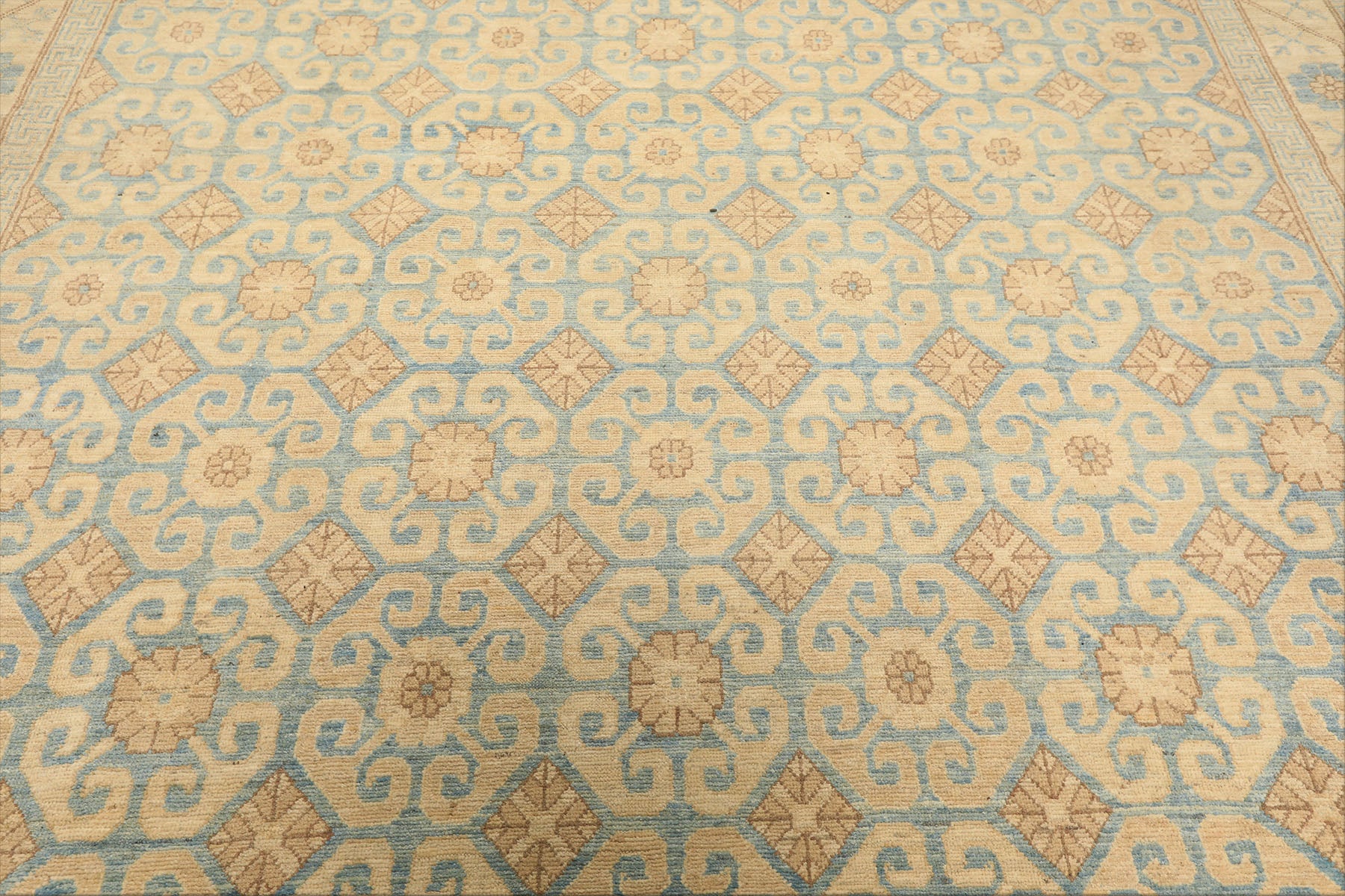 8x11 Beige, Aqua, Bown Color Hand Knotted Chobi Peshawar Wool Transitional Oriental Rug