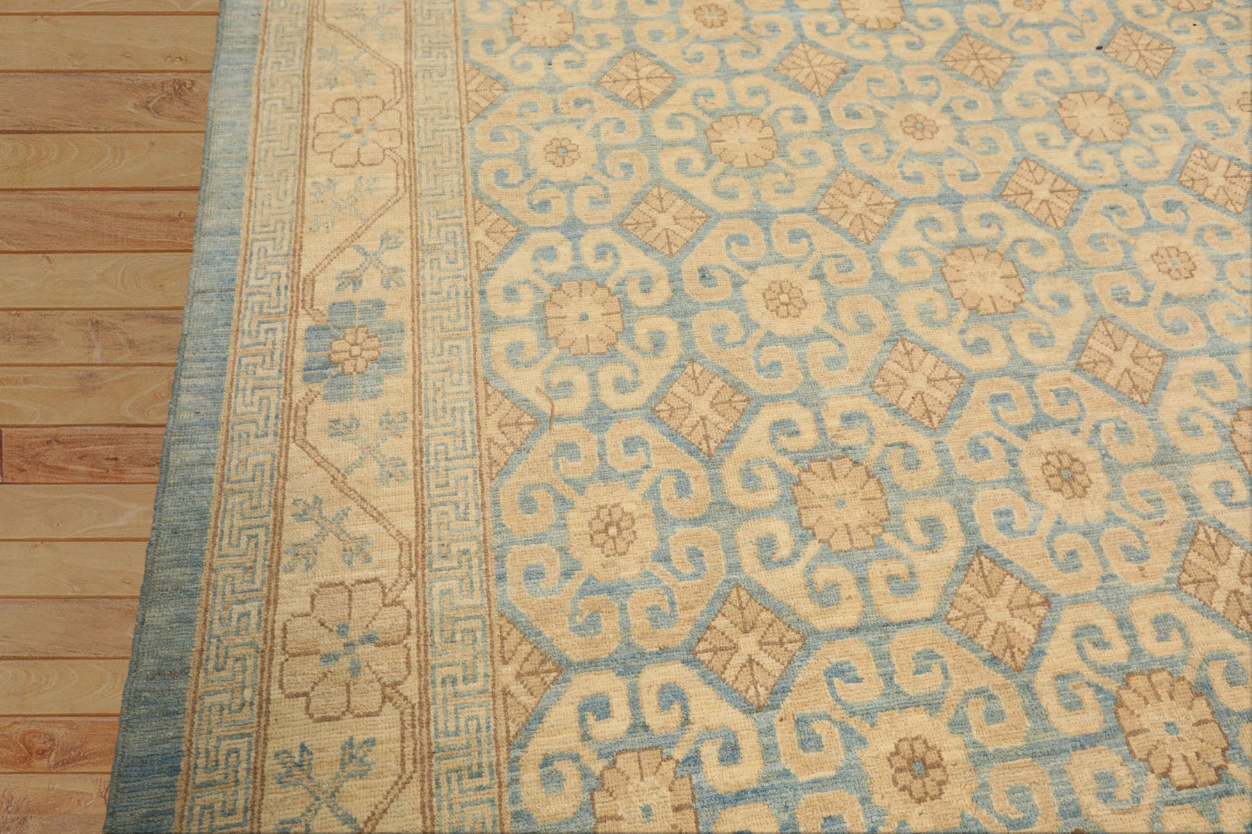 8x11 Beige, Aqua, Bown Color Hand Knotted Chobi Peshawar Wool Transitional Oriental Rug