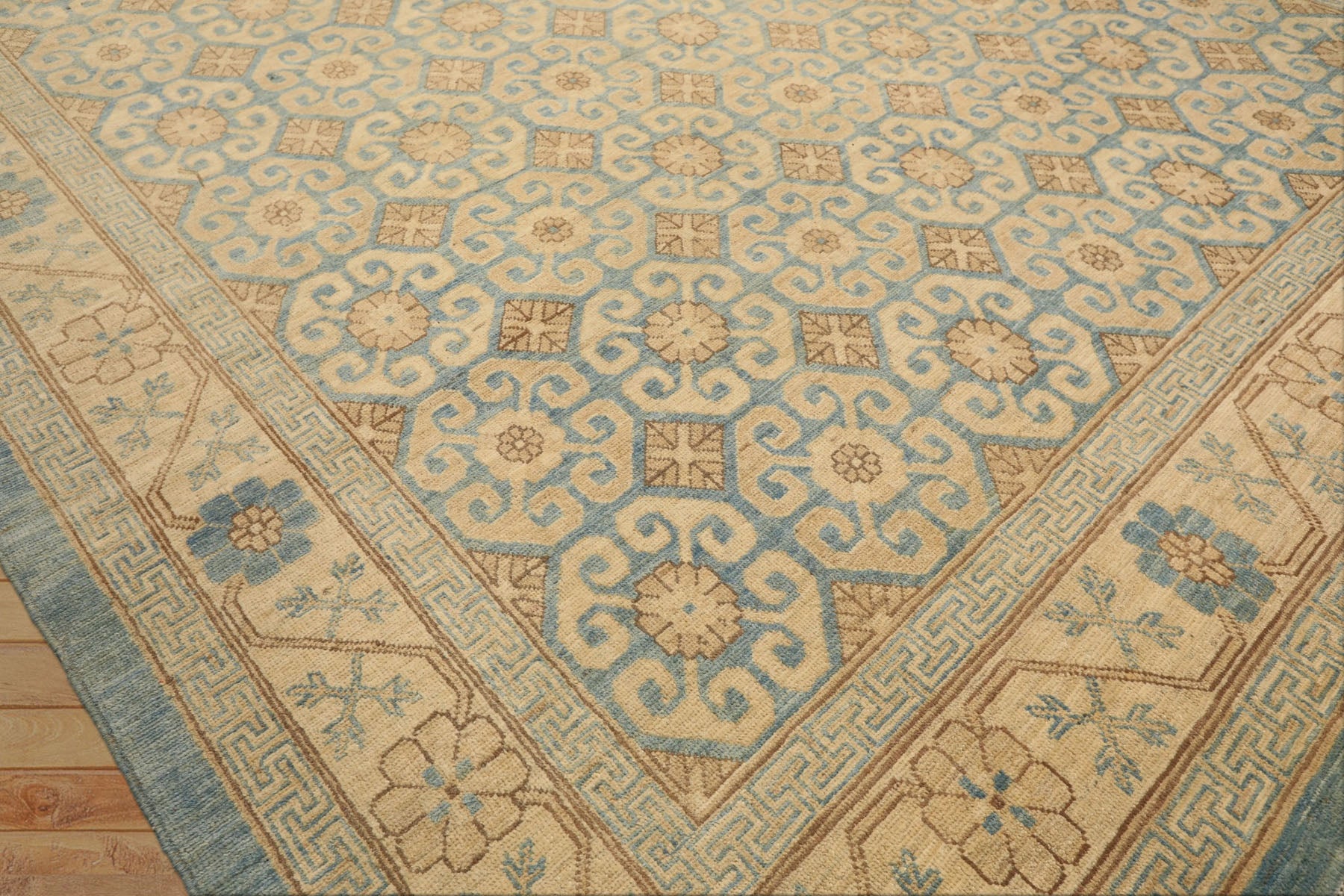 8x11 Beige, Aqua, Bown Color Hand Knotted Chobi Peshawar Wool Transitional Oriental Rug