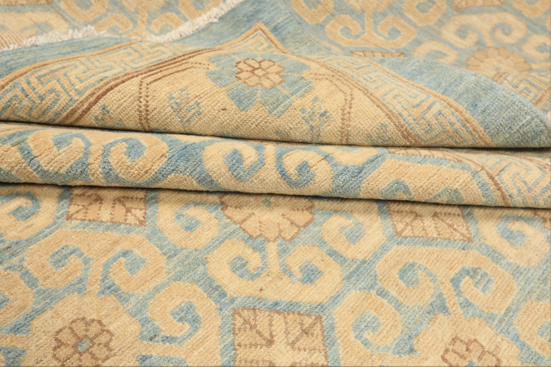 8x11 Beige, Aqua, Bown Color Hand Knotted Chobi Peshawar Wool Transitional Oriental Rug