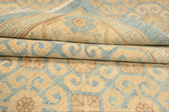 8x11 Beige, Aqua, Bown Color Hand Knotted Chobi Peshawar Wool Transitional Oriental Rug