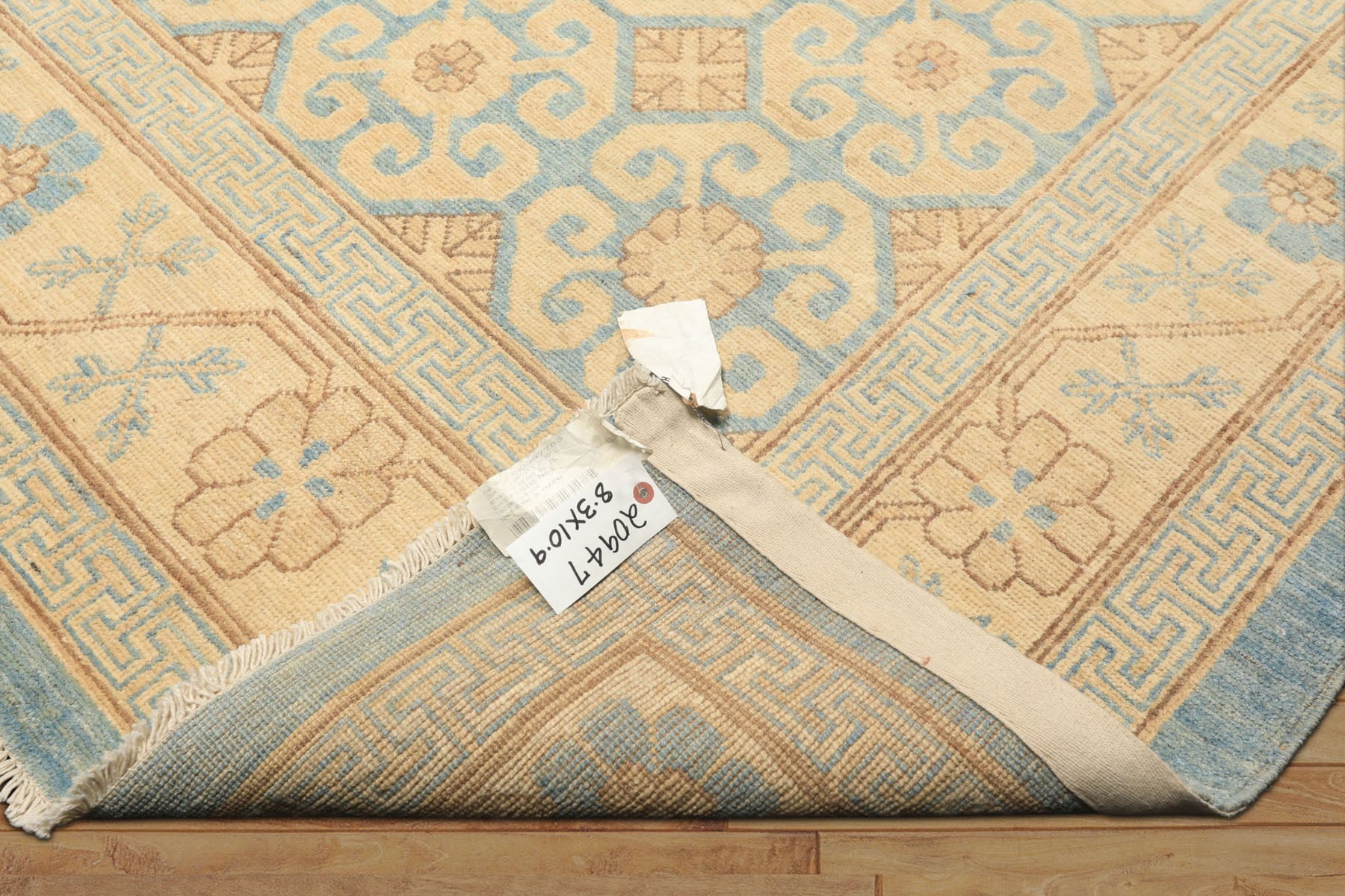 8x11 Beige, Aqua, Bown Color Hand Knotted Chobi Peshawar Wool Transitional Oriental Rug