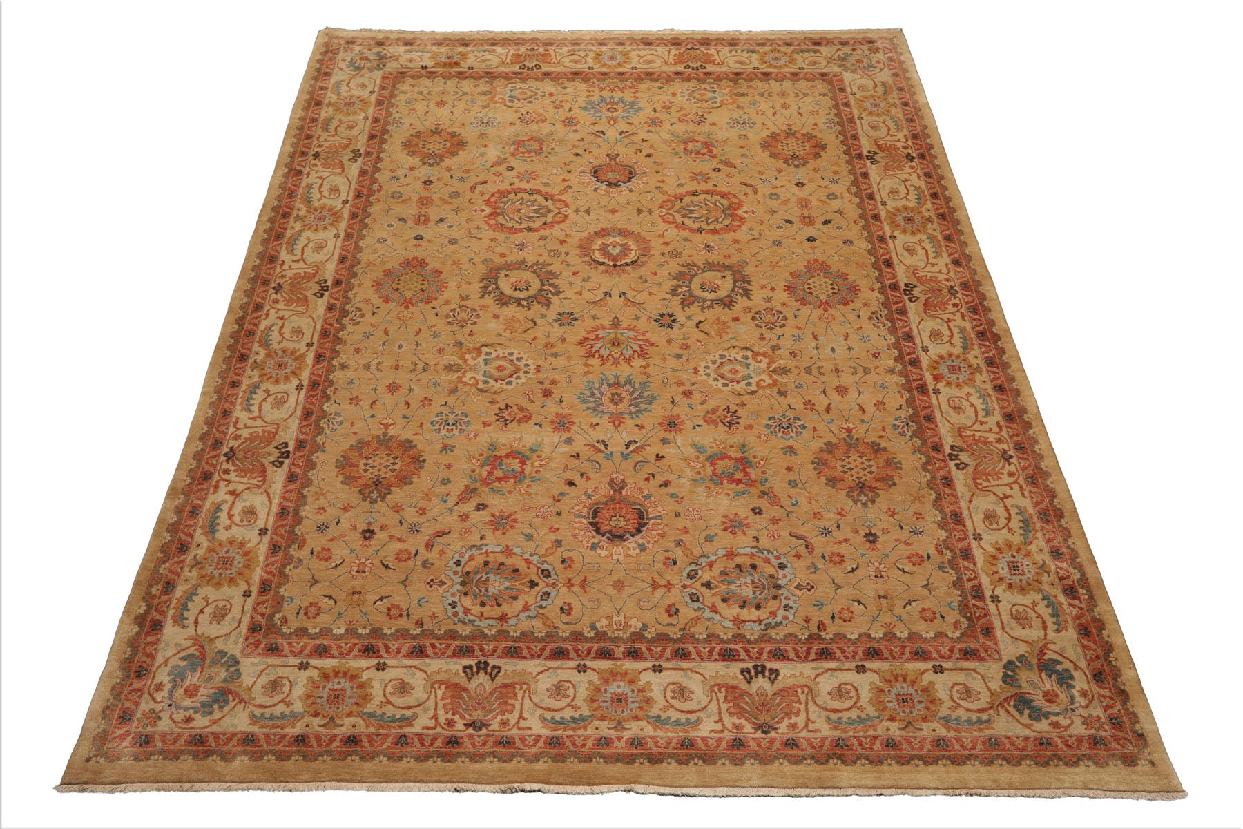 9x12 Tan, Beige, Rust Color Hand Knotted All-Over 100% Wool Traditional-Persian/Oriental Oriental Rug