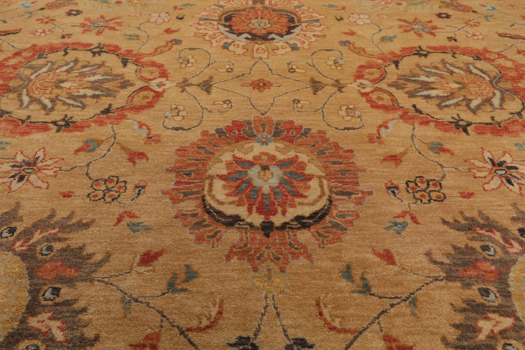 9x12 Tan, Beige, Rust Color Hand Knotted All-Over 100% Wool Traditional-Persian/Oriental Oriental Rug