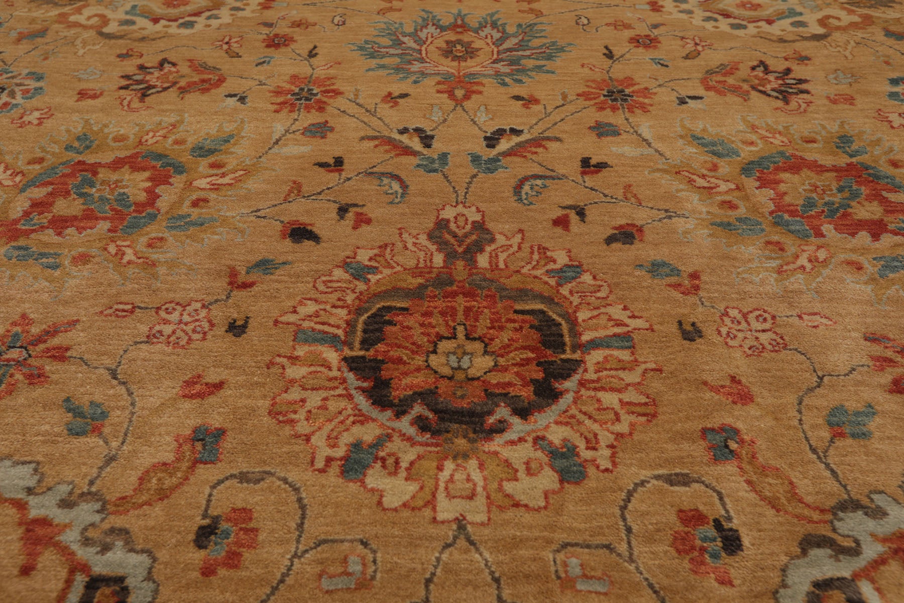 9x12 Tan, Beige, Rust Color Hand Knotted All-Over 100% Wool Traditional-Persian/Oriental Oriental Rug