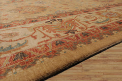 9x12 Tan, Beige, Rust Color Hand Knotted All-Over 100% Wool Traditional-Persian/Oriental Oriental Rug