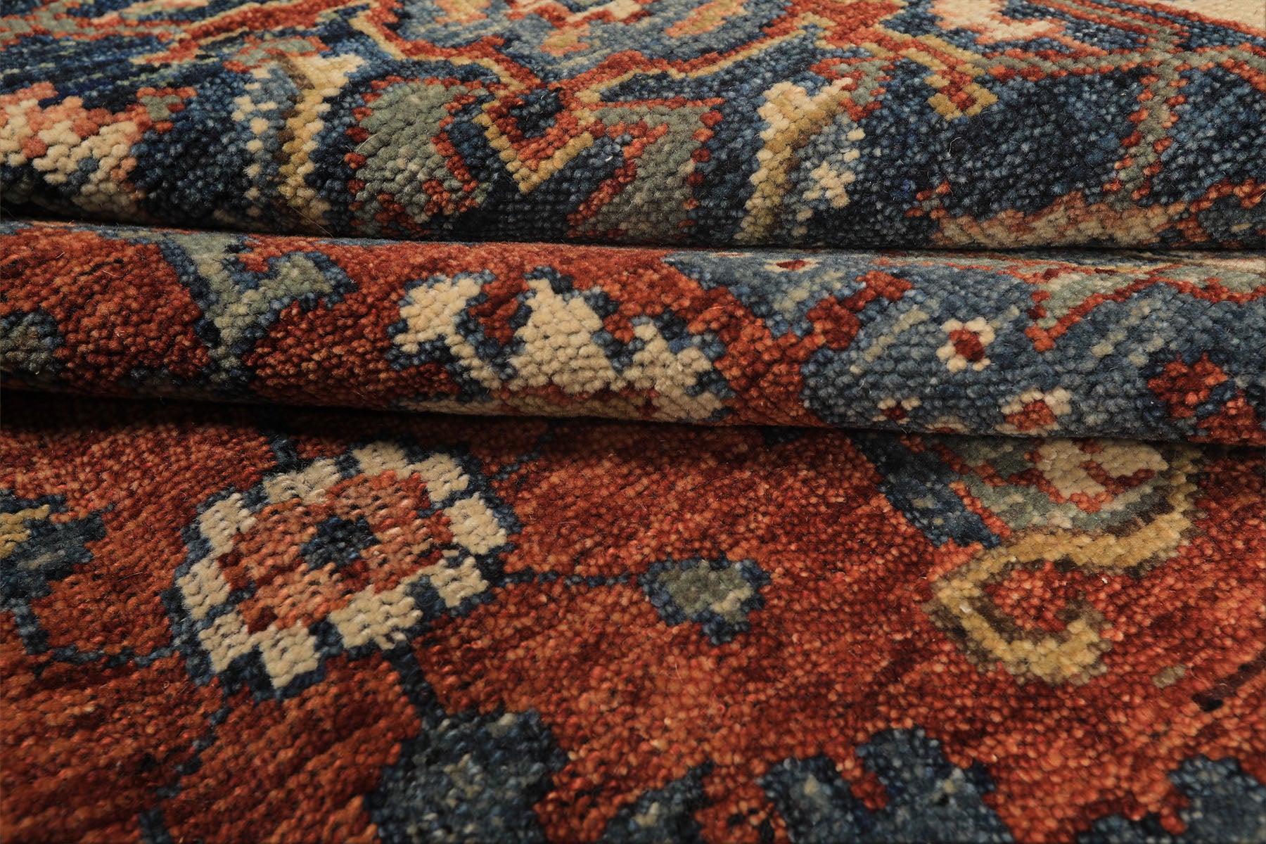 8x10 Rust, Navy, Ivory Color Hand Knotted Oushak Wool Traditional Oriental Rug
