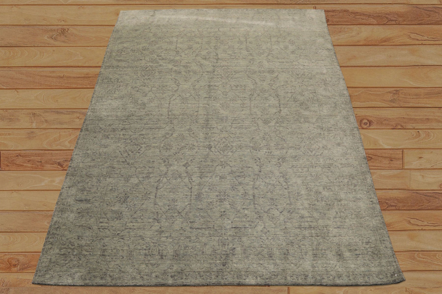 8x10 Celadon, Gray, Color Hand Loomed Tibetan Wool Transitional Oriental Rug