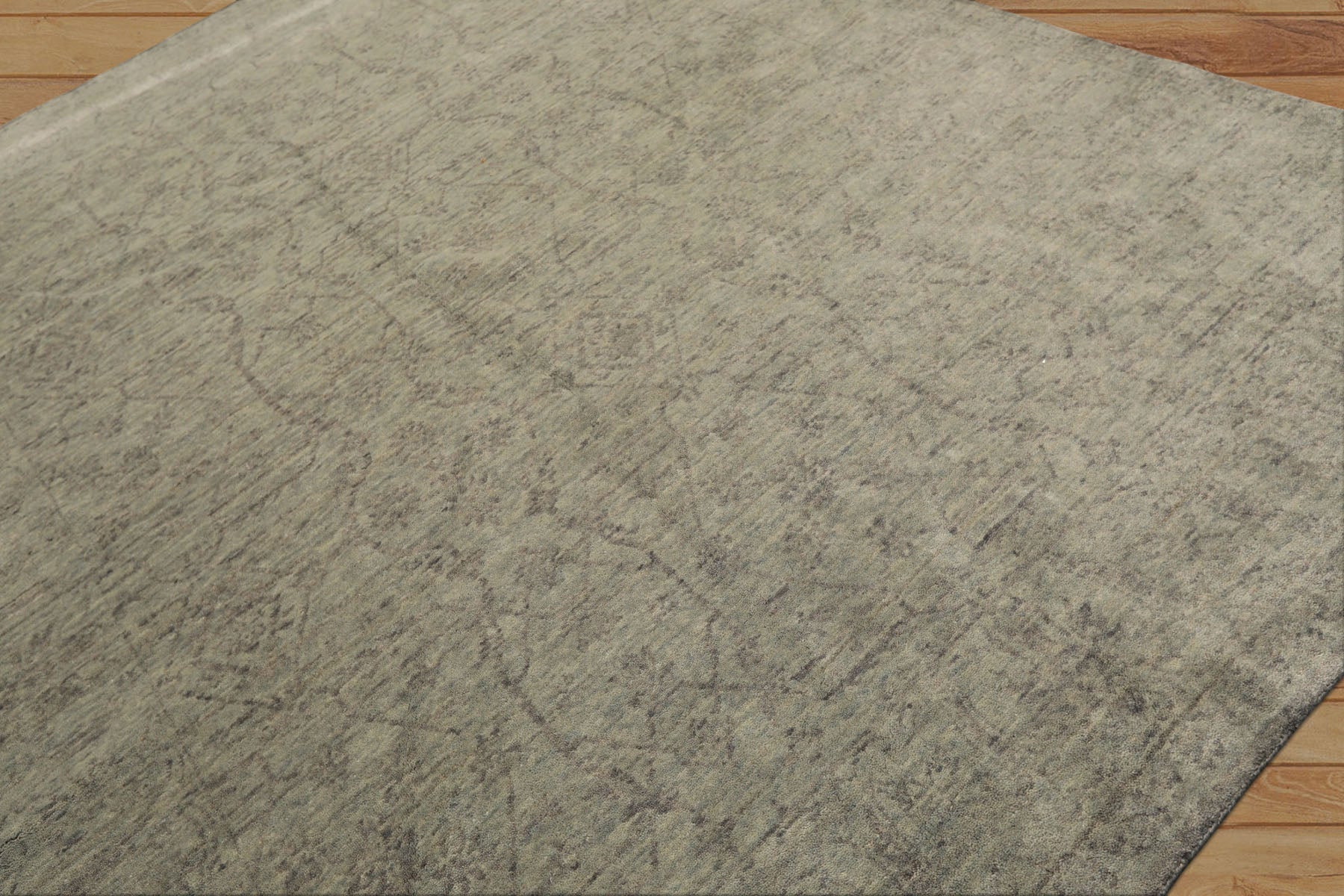 8x10 Celadon, Gray, Color Hand Loomed Tibetan Wool Transitional Oriental Rug