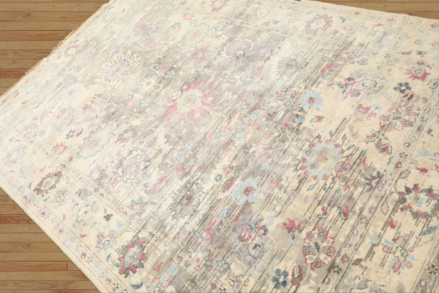 6x9 Taupe, Gray, Ivory Color Hand Knotted Oushak Wool Transitional Oriental Rug