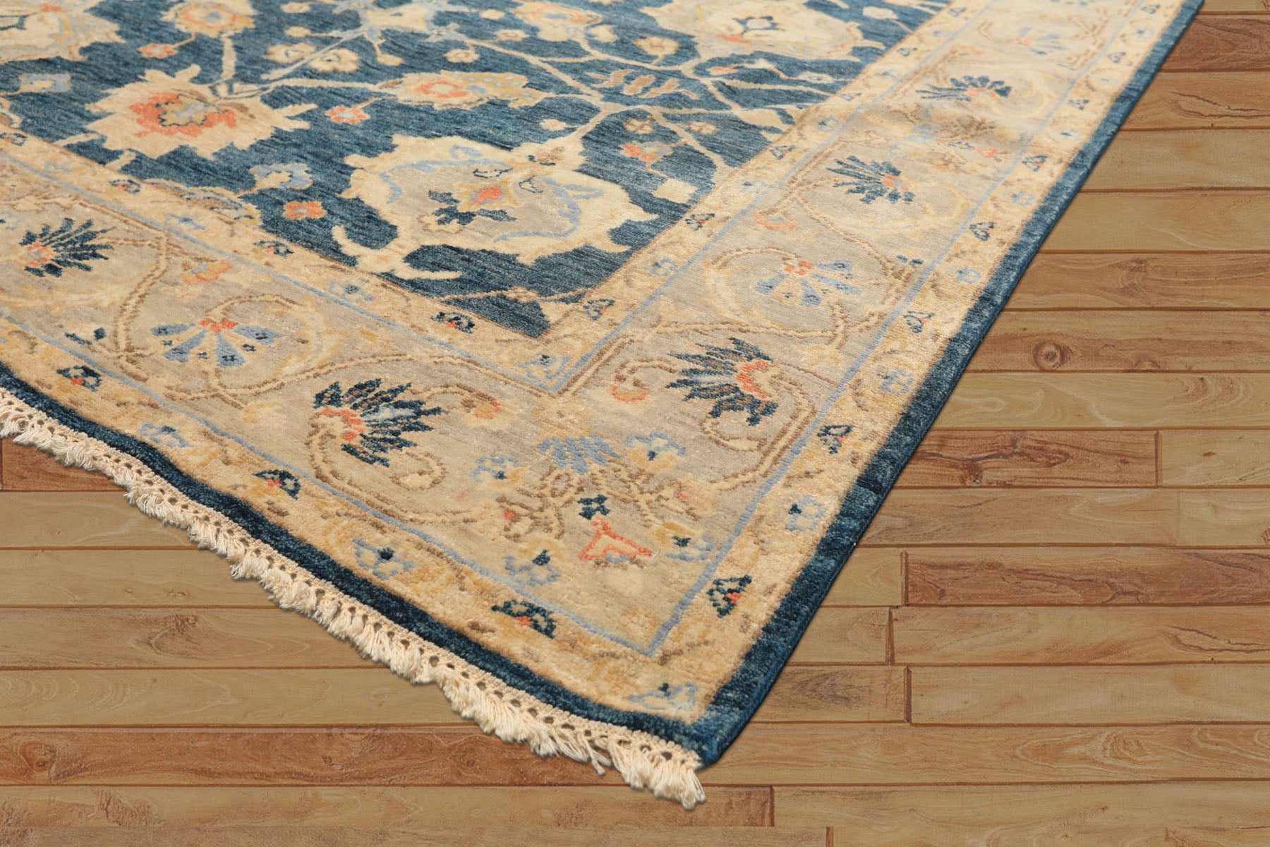 6x9 Navy, Gray, Beige Color Hand Knotted Oushak Wool Traditional Oriental Rug