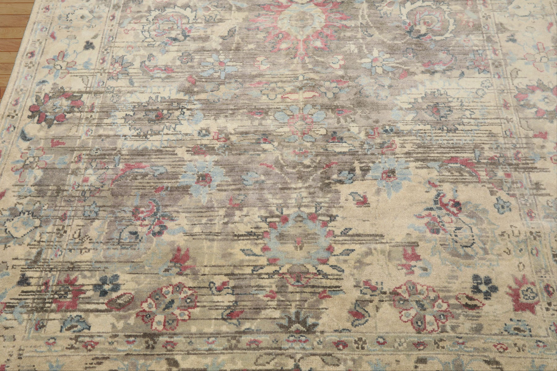 6x9 Taupe, Gray, Ivory Color Hand Knotted Oushak Wool Transitional Oriental Rug