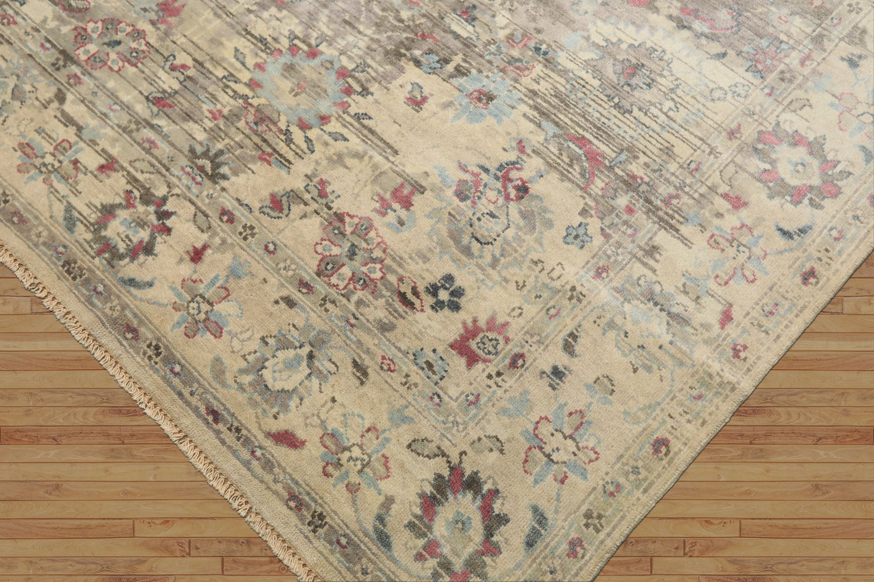 6x9 Taupe, Gray, Ivory Color Hand Knotted Oushak Wool Transitional Oriental Rug