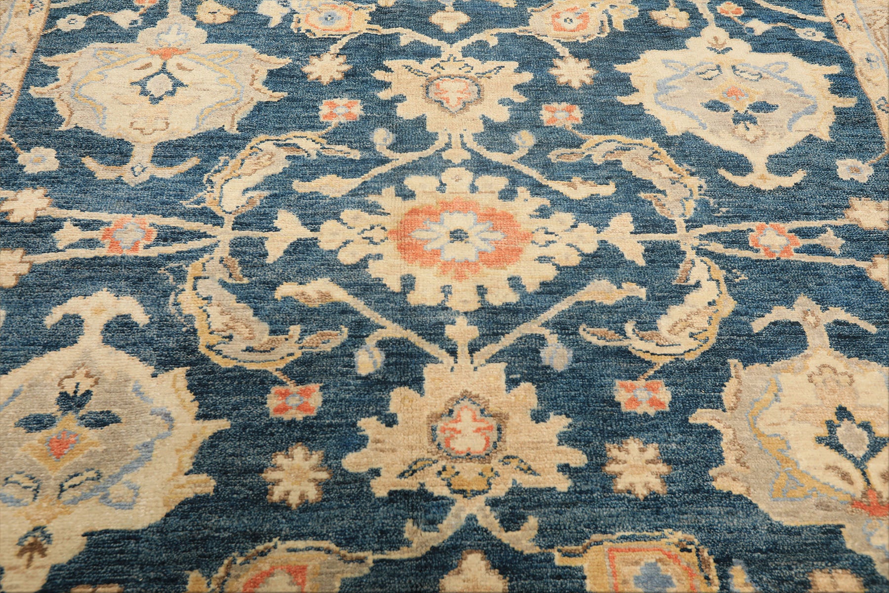 6x9 Navy, Gray, Beige Color Hand Knotted Oushak Wool Traditional Oriental Rug