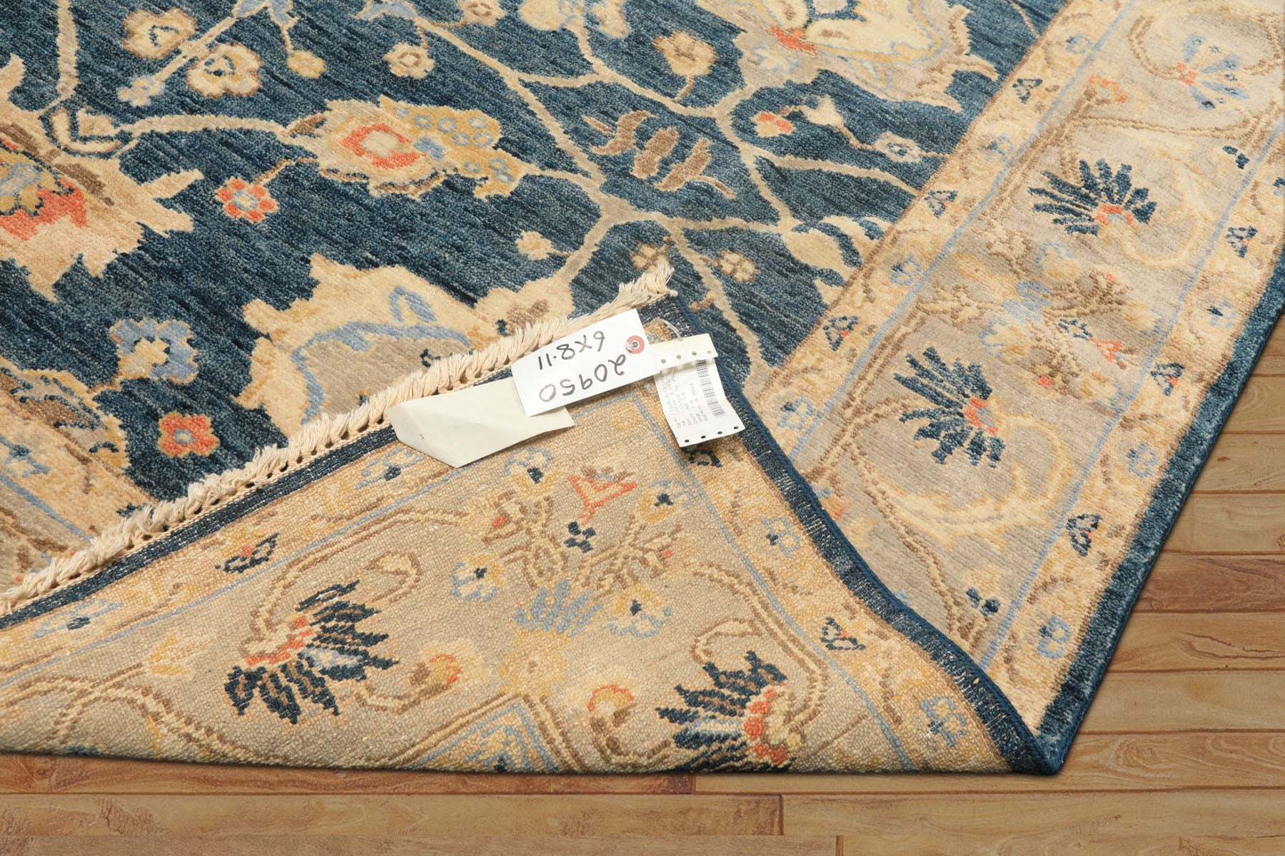 6x9 Navy, Gray, Beige Color Hand Knotted Oushak Wool Traditional Oriental Rug