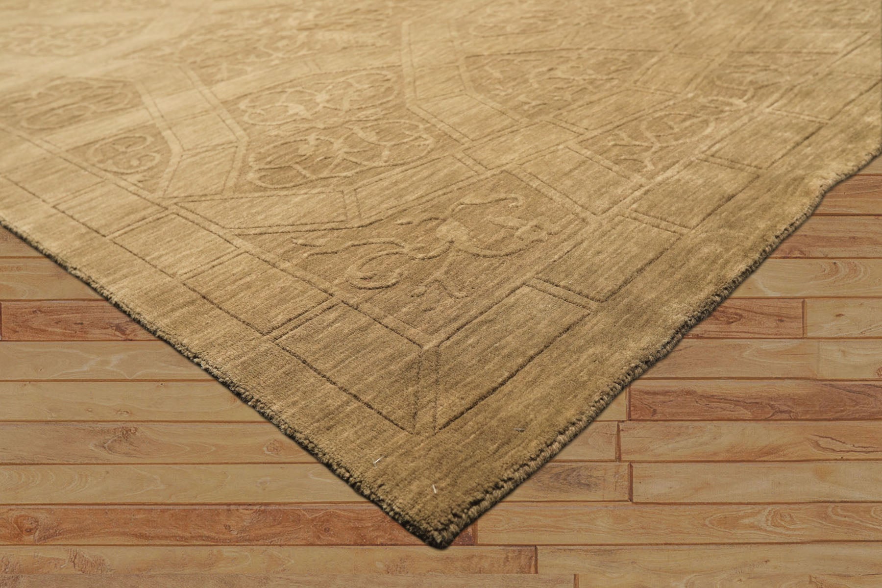 5x8 Olive, Green, Color Hand Loomed Tibetan Wool Modern & Contemporary Oriental Rug