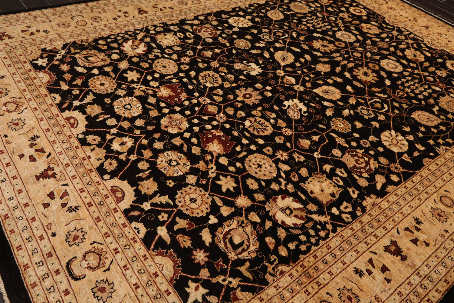 9x12 Brown, Caramel, Beige Color Hand Knotted All-Over 100% Wool Traditional-Persian/Oriental Oriental Rug