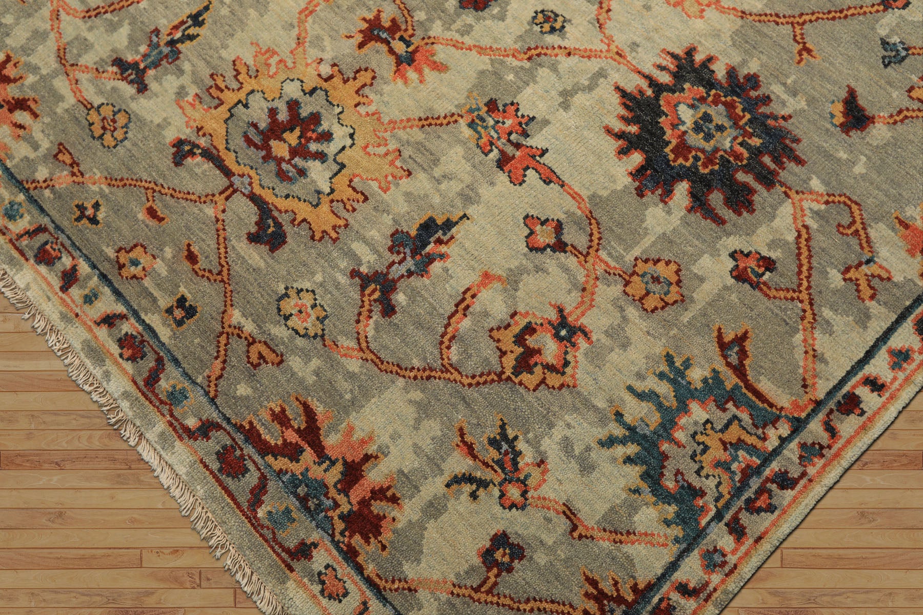 6x9 Gray, Beige, Gold Color Hand Knotted Oushak Wool Arts & Crafts Oriental Rug