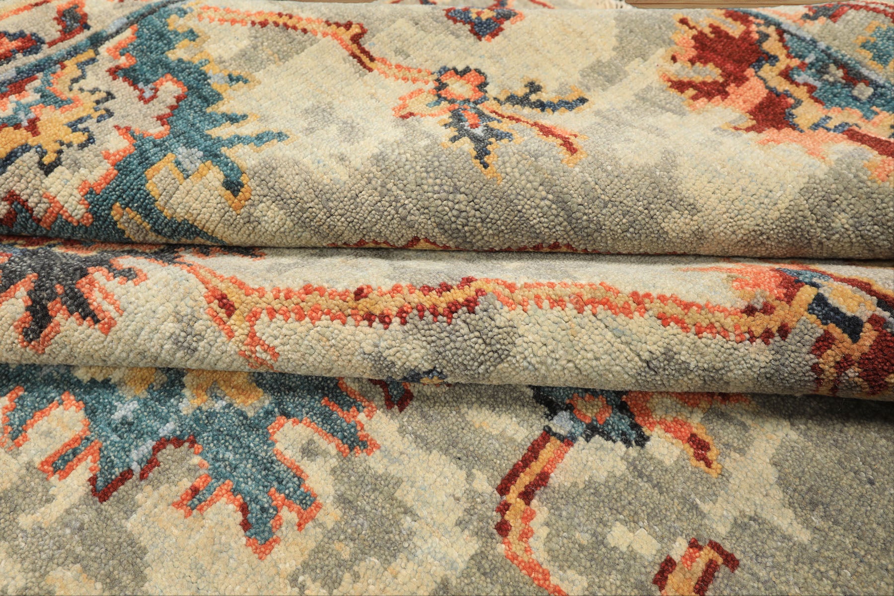 6x9 Gray, Beige, Gold Color Hand Knotted Oushak Wool Arts & Crafts Oriental Rug