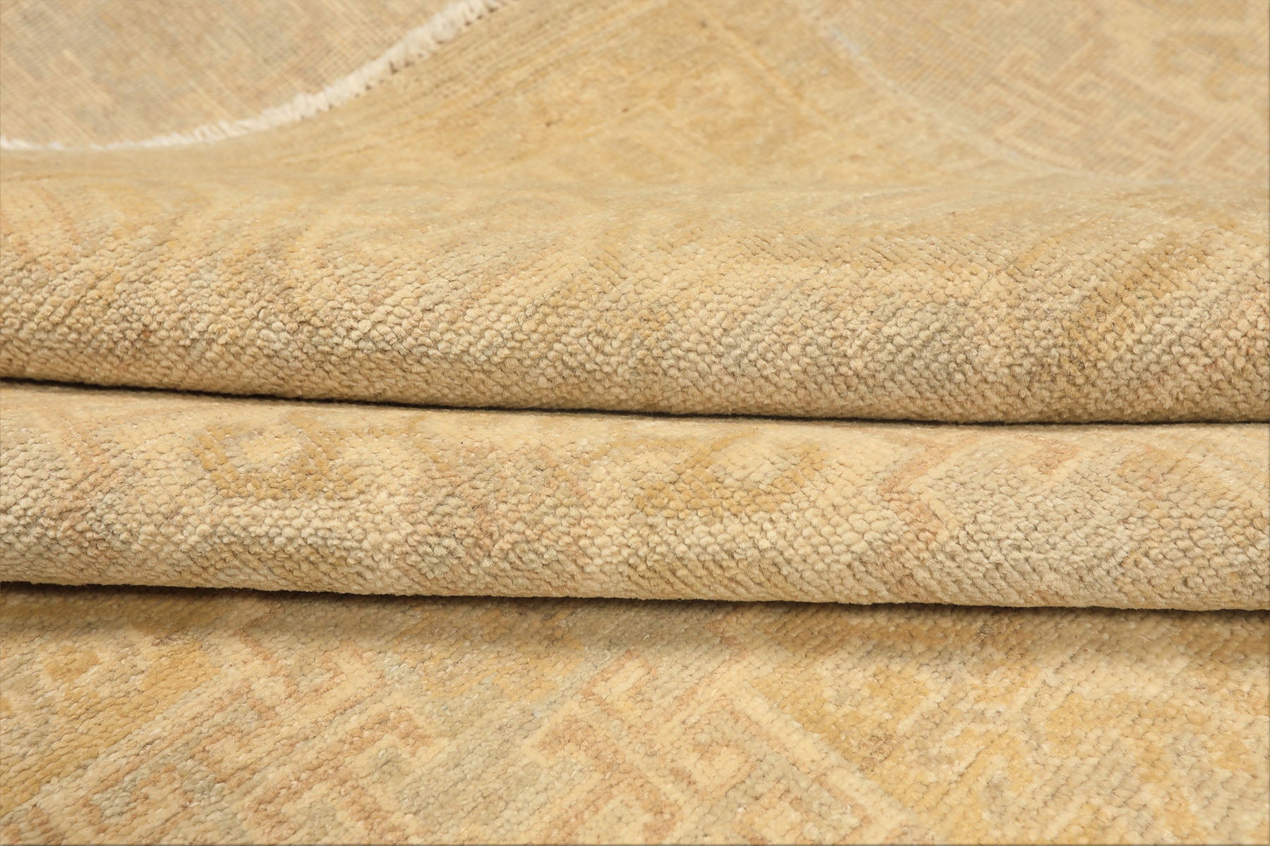 8x10 Beige, Tan, Celadon Color Hand Knotted Oushak Wool Transitional Oriental Rug