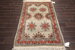 4x6 Mint, Burnt Orange, Charcoal Color Hand Knotted Floral 100% Wool Traditional-Persian/Oriental Oriental Rug