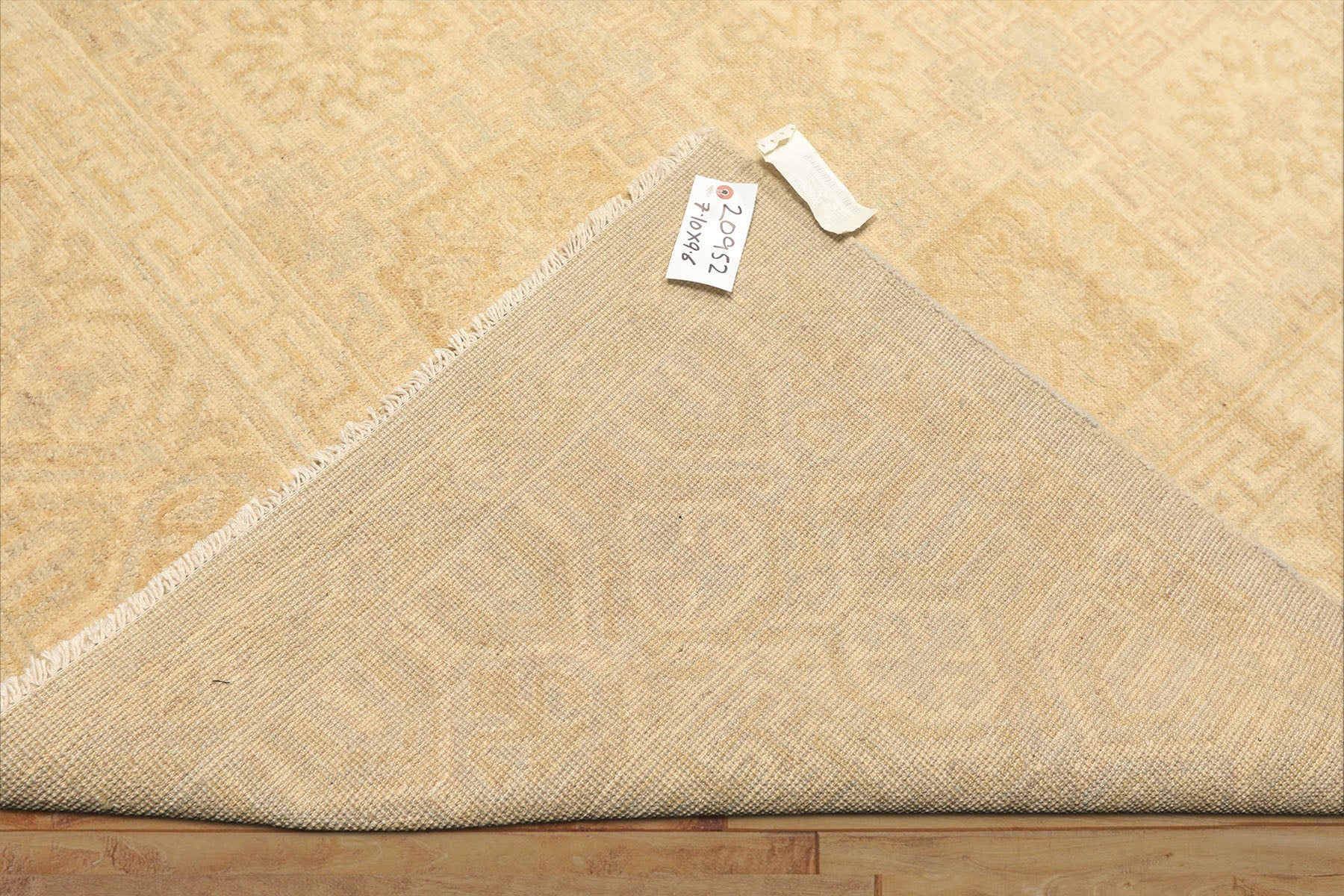 8x10 Beige, Tan, Celadon Color Hand Knotted Oushak Wool Transitional Oriental Rug