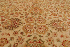 9x12 Beige, Tan, Green Color Hand Knotted All-Over 100% Wool Traditional Oriental Rug