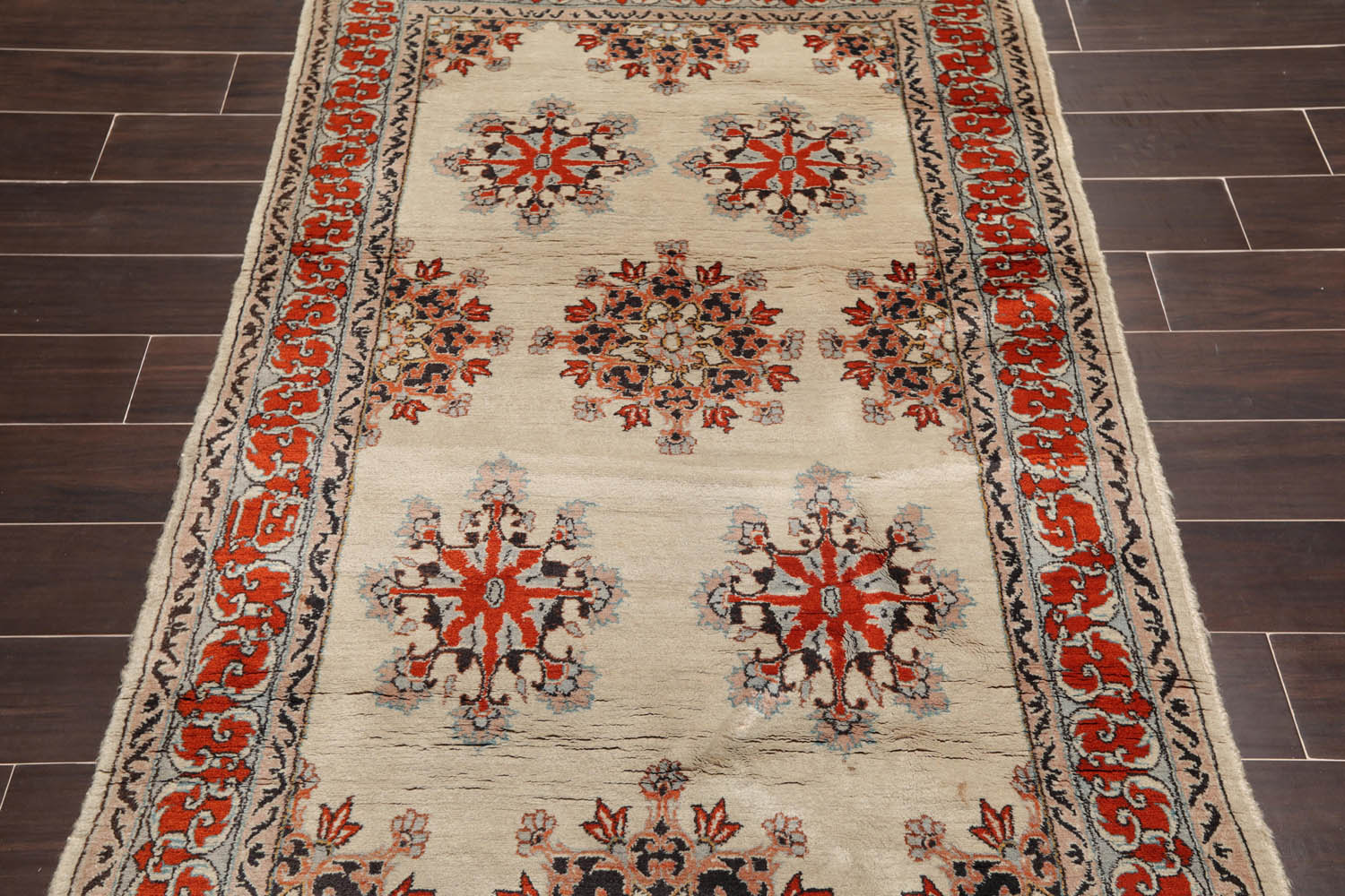 4x6 Mint, Burnt Orange, Charcoal Color Hand Knotted Floral 100% Wool Traditional-Persian/Oriental Oriental Rug