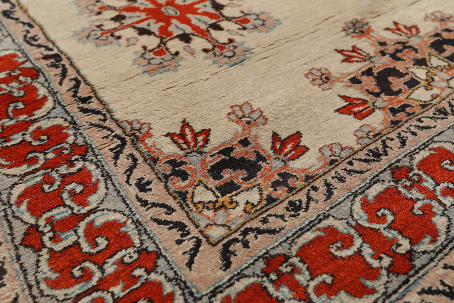 4x6 Mint, Burnt Orange, Charcoal Color Hand Knotted Floral 100% Wool Traditional-Persian/Oriental Oriental Rug