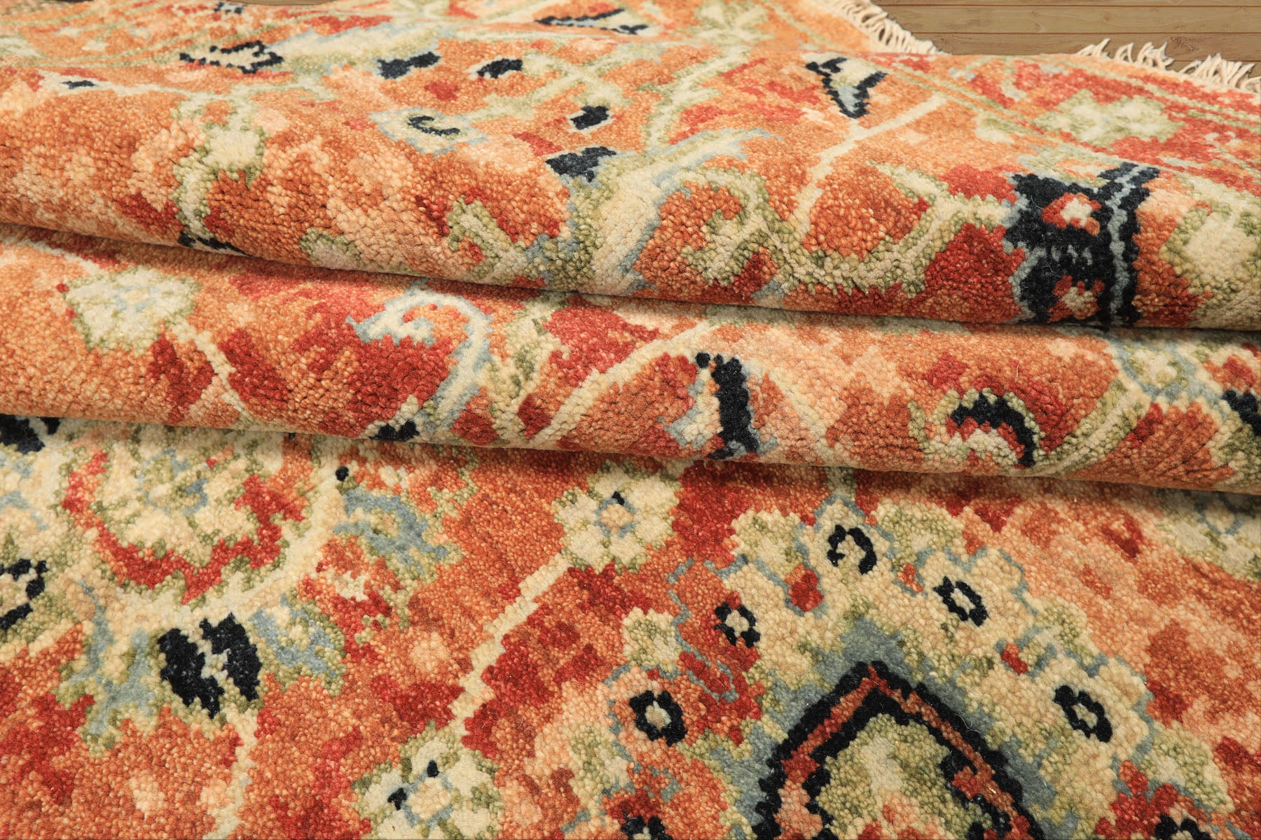 6x9 Burnt Orange, Blush, Aqua Color Hand Knotted Oushak Wool Arts & Crafts Oriental Rug