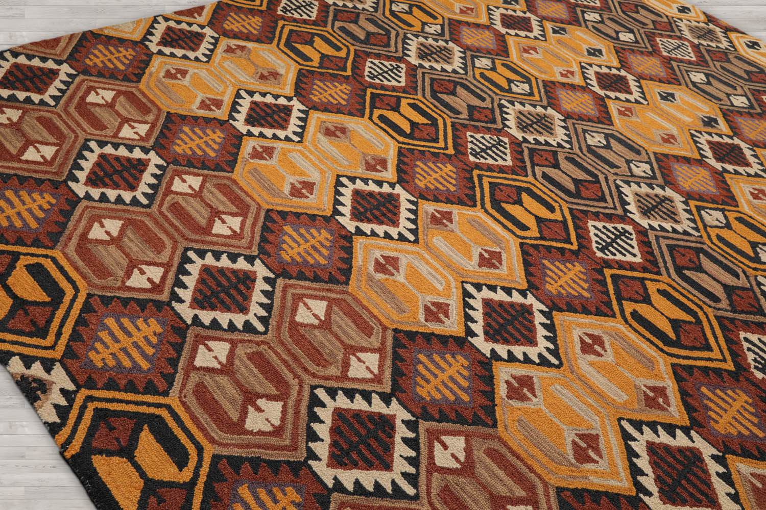 Multi Size Gold Rust Charcoal Color Hand Tufted All-Over 100% Wool Modern Oriental Rug