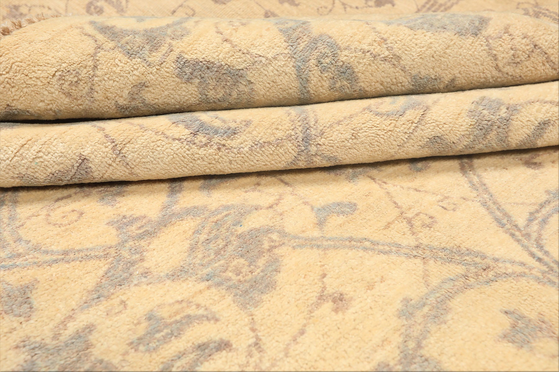 8x10 Ivory, Gray, Teal Color Hand Knotted Peshawar Wool Transitional Oriental Rug