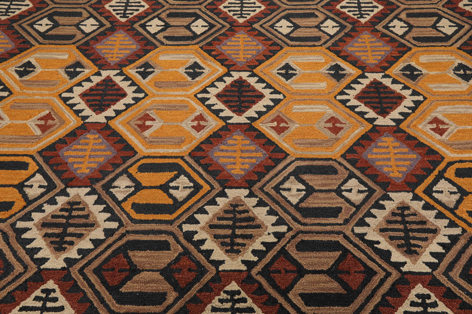 Multi Size Gold Rust Charcoal Color Hand Tufted All-Over 100% Wool Modern Oriental Rug