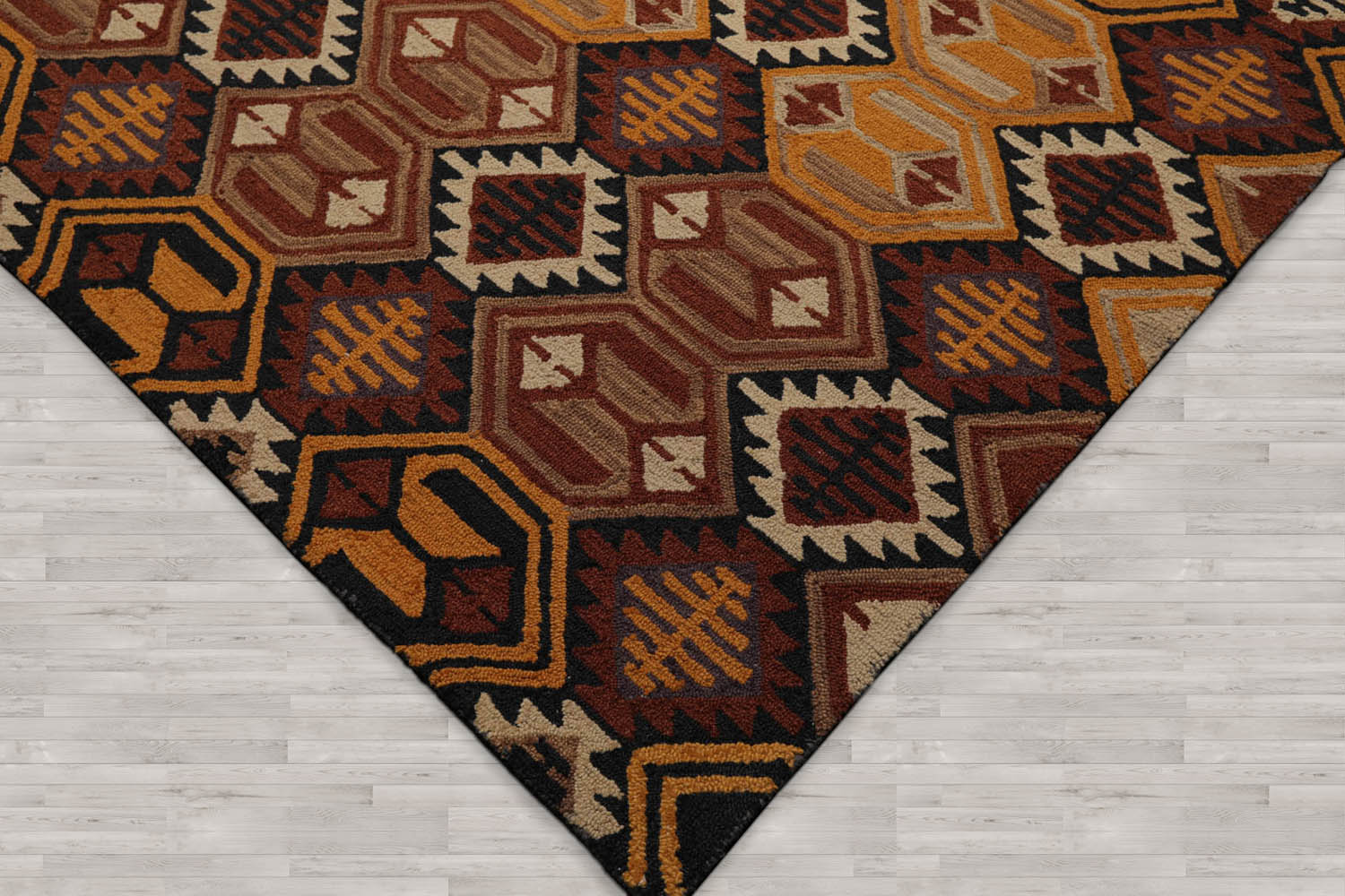 Multi Size Gold Rust Charcoal Color Hand Tufted All-Over 100% Wool Modern Oriental Rug