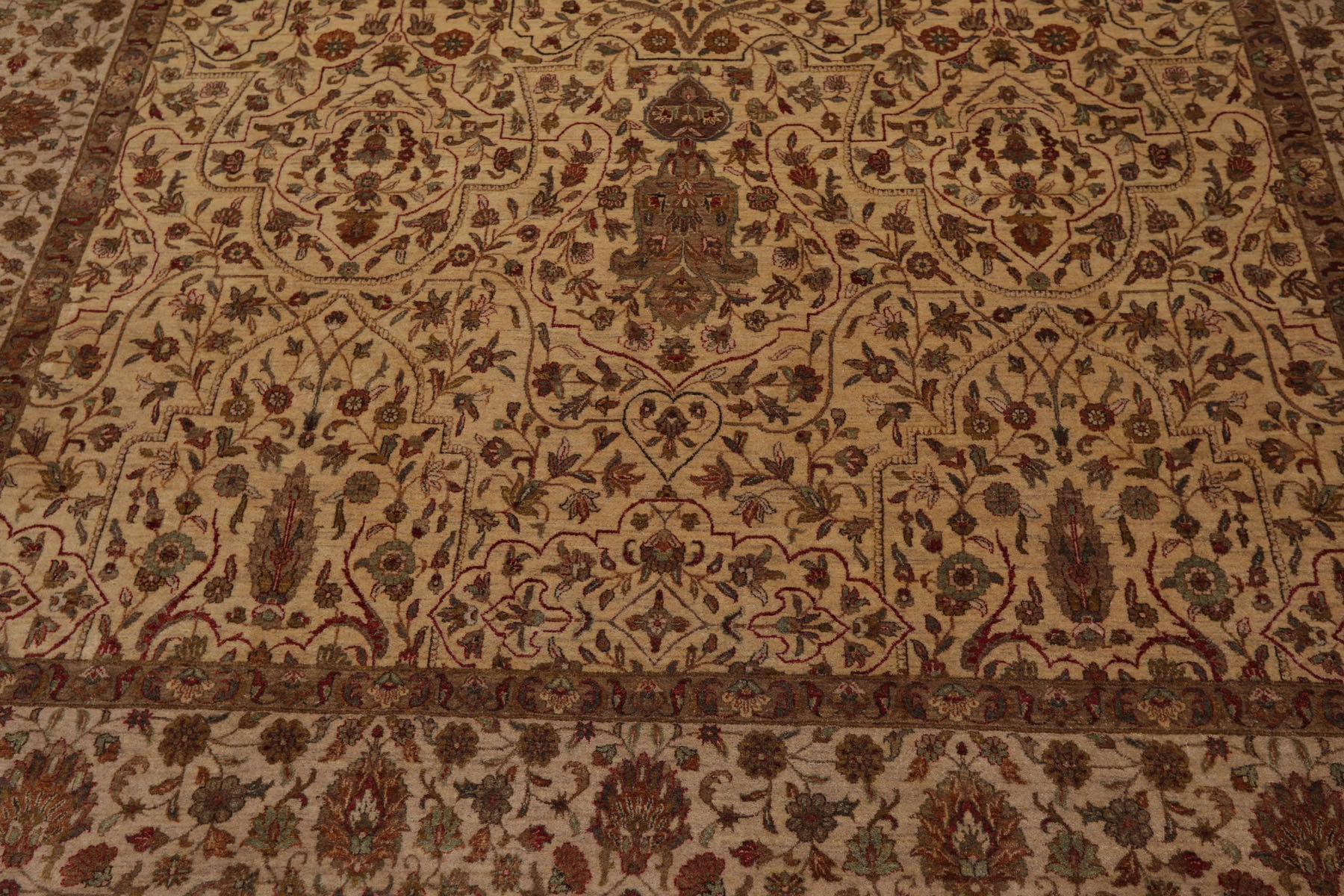 8x10 Beige, Brown, Sage Color Hand Knotted All-Over 100% Wool Traditional-Persian/Oriental Oriental Rug