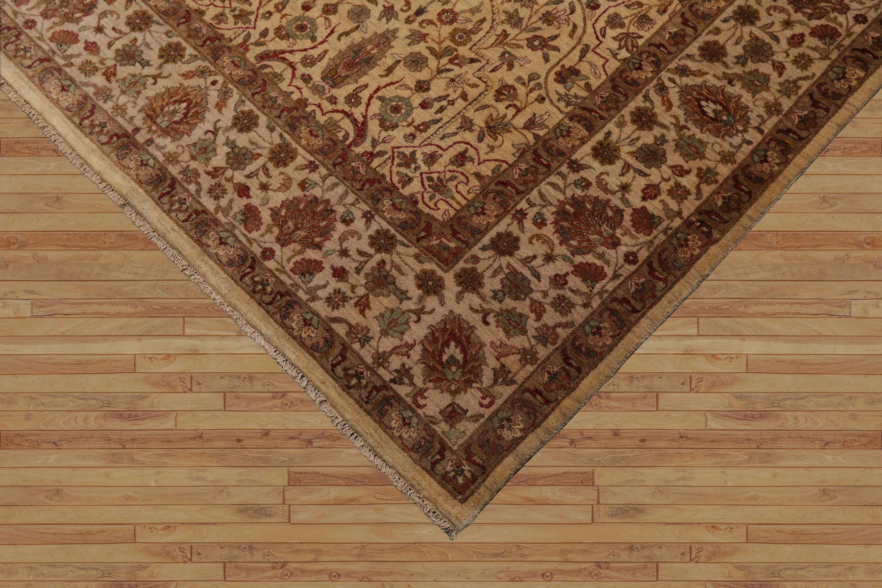 8x10 Beige, Brown, Sage Color Hand Knotted All-Over 100% Wool Traditional-Persian/Oriental Oriental Rug