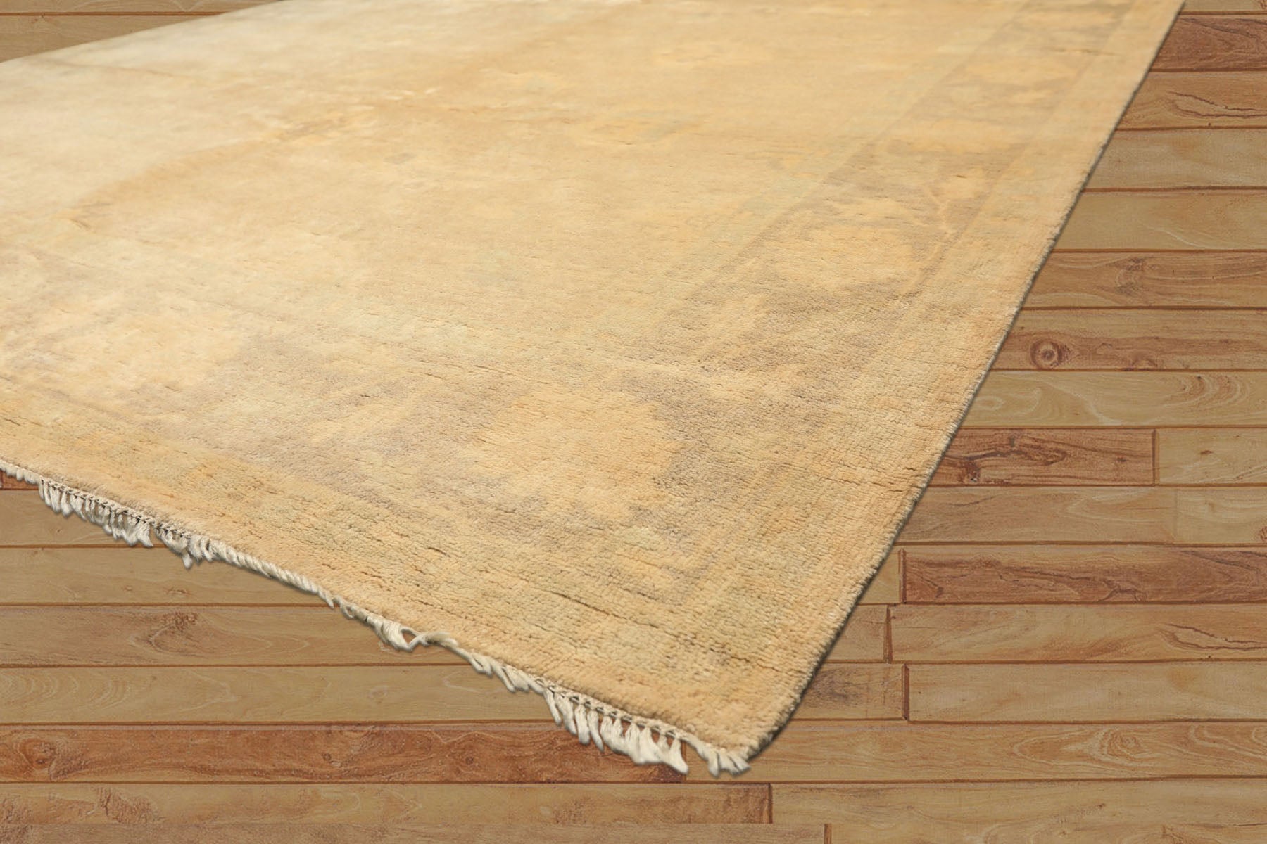 8x10 Beige, Taupe, Celadon Color Hand Knotted Oushak New Zealand Wool Transitional Oriental Rug