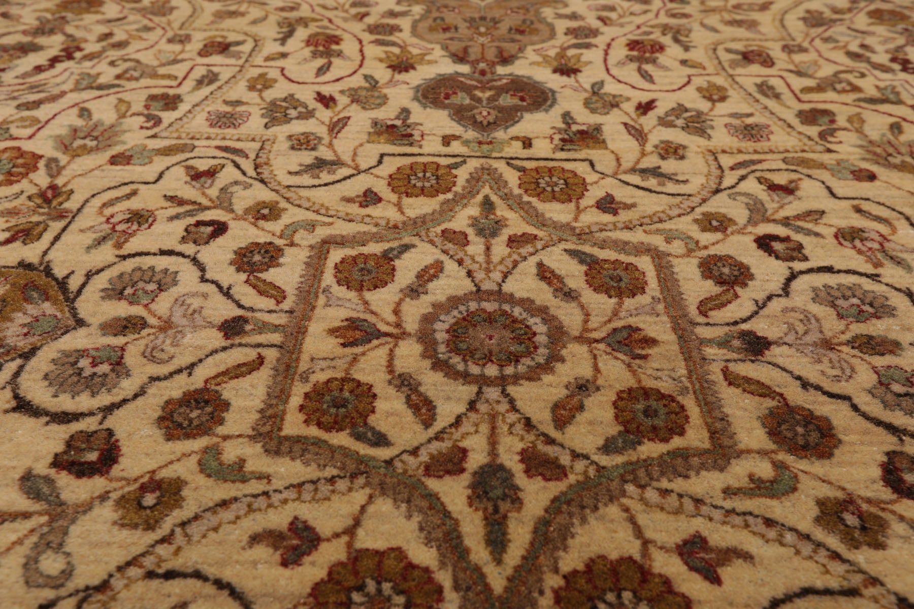8x10 Beige, Brown, Sage Color Hand Knotted All-Over 100% Wool Traditional-Persian/Oriental Oriental Rug