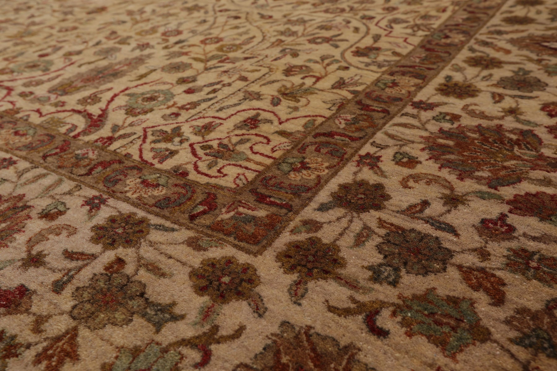 8x10 Beige, Brown, Sage Color Hand Knotted All-Over 100% Wool Traditional-Persian/Oriental Oriental Rug