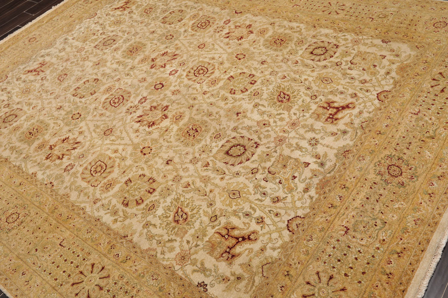 8x10 Beige, Gold, Sage Color Hand Knotted All-Over 100% Wool Traditional-Persian/Oriental Oriental Rug