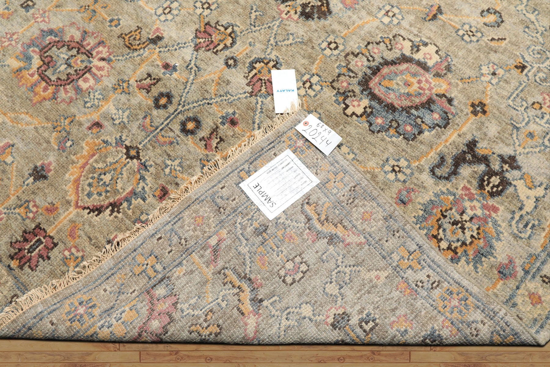 6x9 Gray, Blue, Rose Color Hand Knotted Oushak Wool Arts & Crafts Oriental Rug