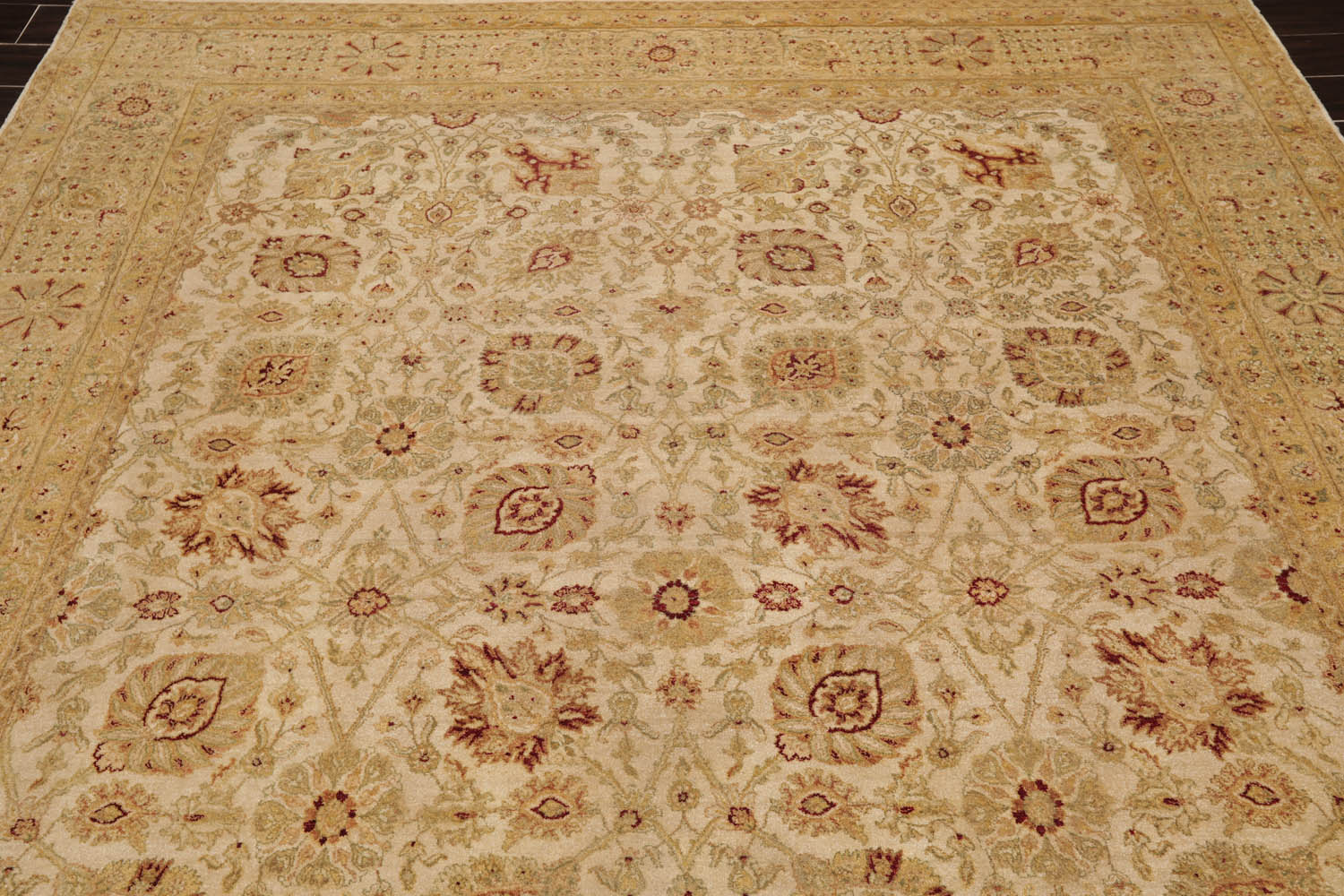 8x10 Beige, Gold, Sage Color Hand Knotted All-Over 100% Wool Traditional-Persian/Oriental Oriental Rug