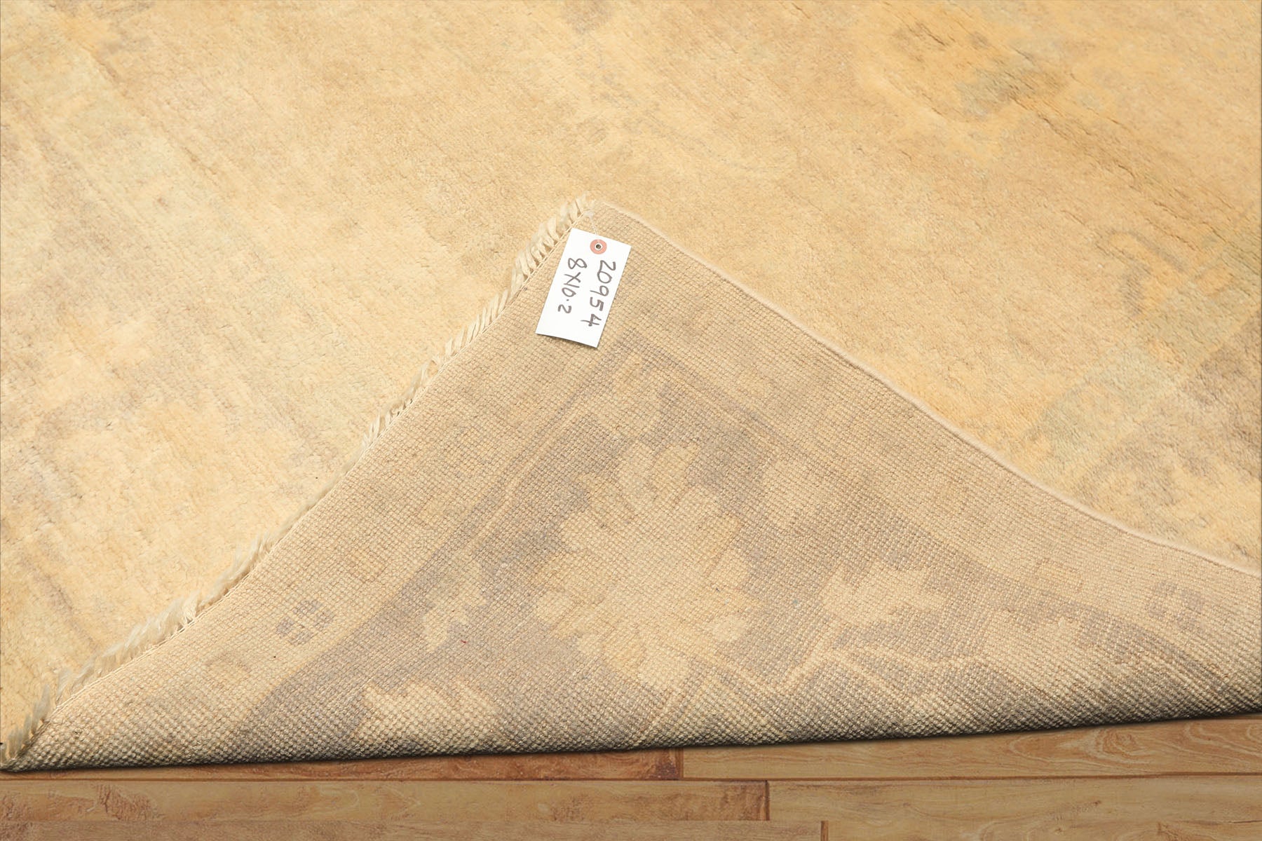 8x10 Beige, Taupe, Celadon Color Hand Knotted Oushak New Zealand Wool Transitional Oriental Rug