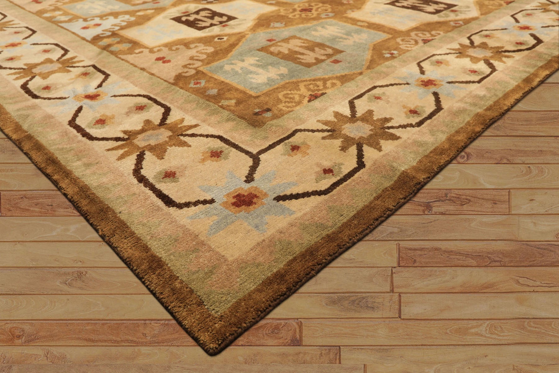 8x10 Beige, Gold, Sage Color Hand Knotted Tibetan Wool Modern & Contemporary Oriental Rug