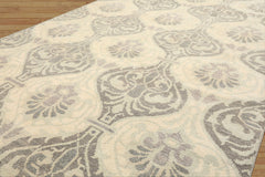 6x9 Ivory, Faded Mint, Gray Color Hand Knotted Oushak Wool Transitional Oriental Rug