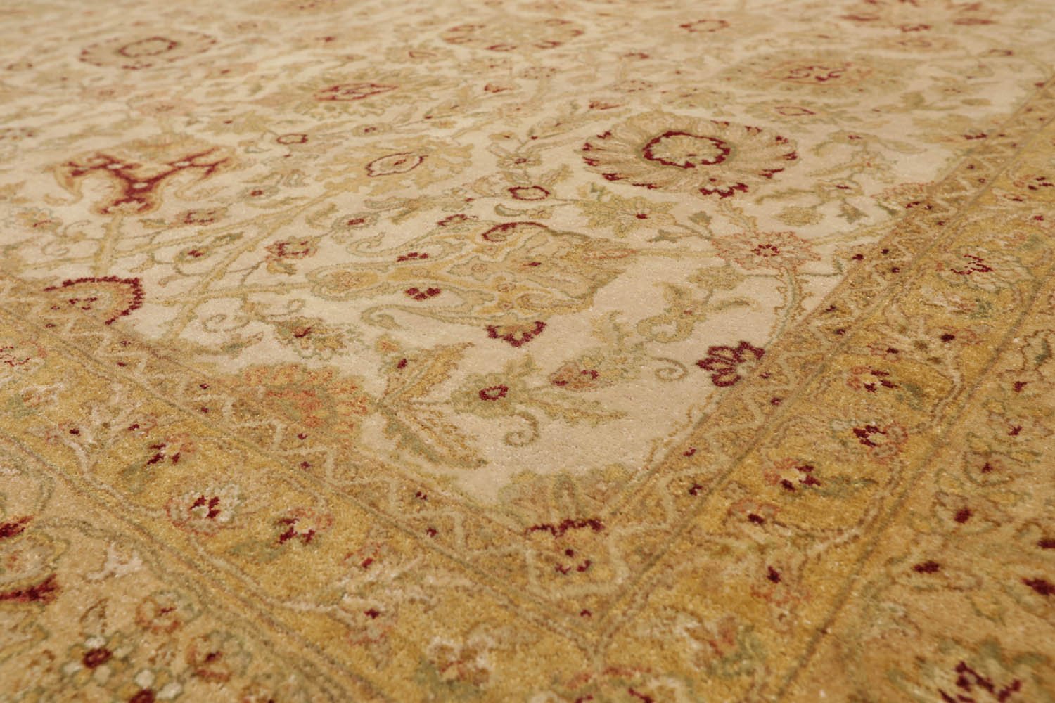 8x10 Beige, Gold, Sage Color Hand Knotted All-Over 100% Wool Traditional-Persian/Oriental Oriental Rug