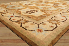 8x10 Beige, Gold, Sage Color Hand Knotted Tibetan Wool Modern & Contemporary Oriental Rug