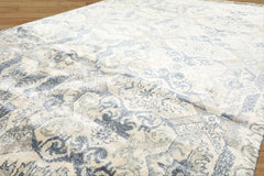 6x9 Ivory, Gray, Slate Color Hand Knotted Indo Tibetan 100% Bamboo Silk Transitional Oriental Rug